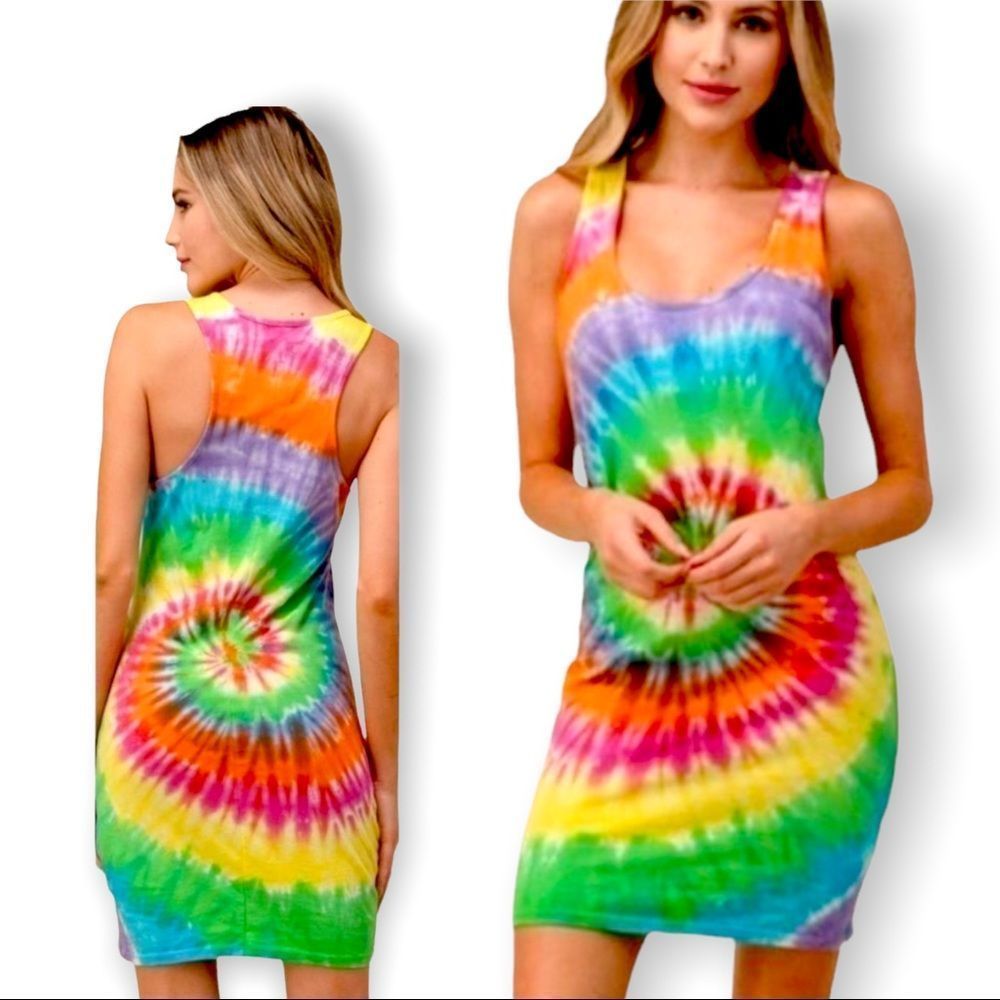 Tie Dye Rainbow Mini Dress - Picture 15 of 16